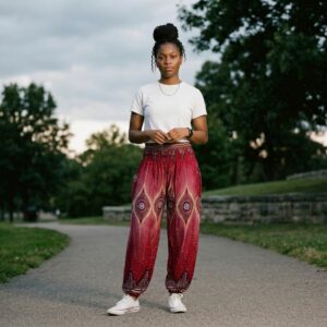 cocation girl wearing red trouser